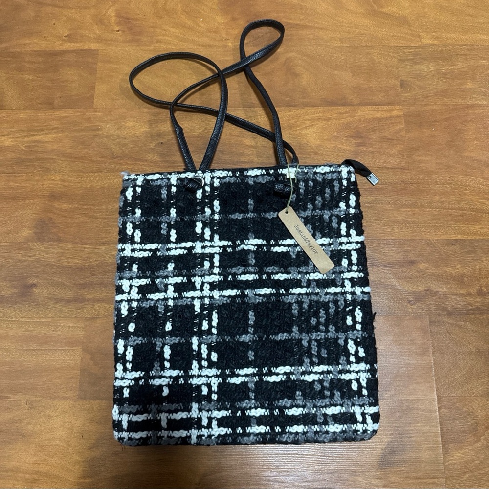Plaid Black and White Justin and Taylor Tote Bag